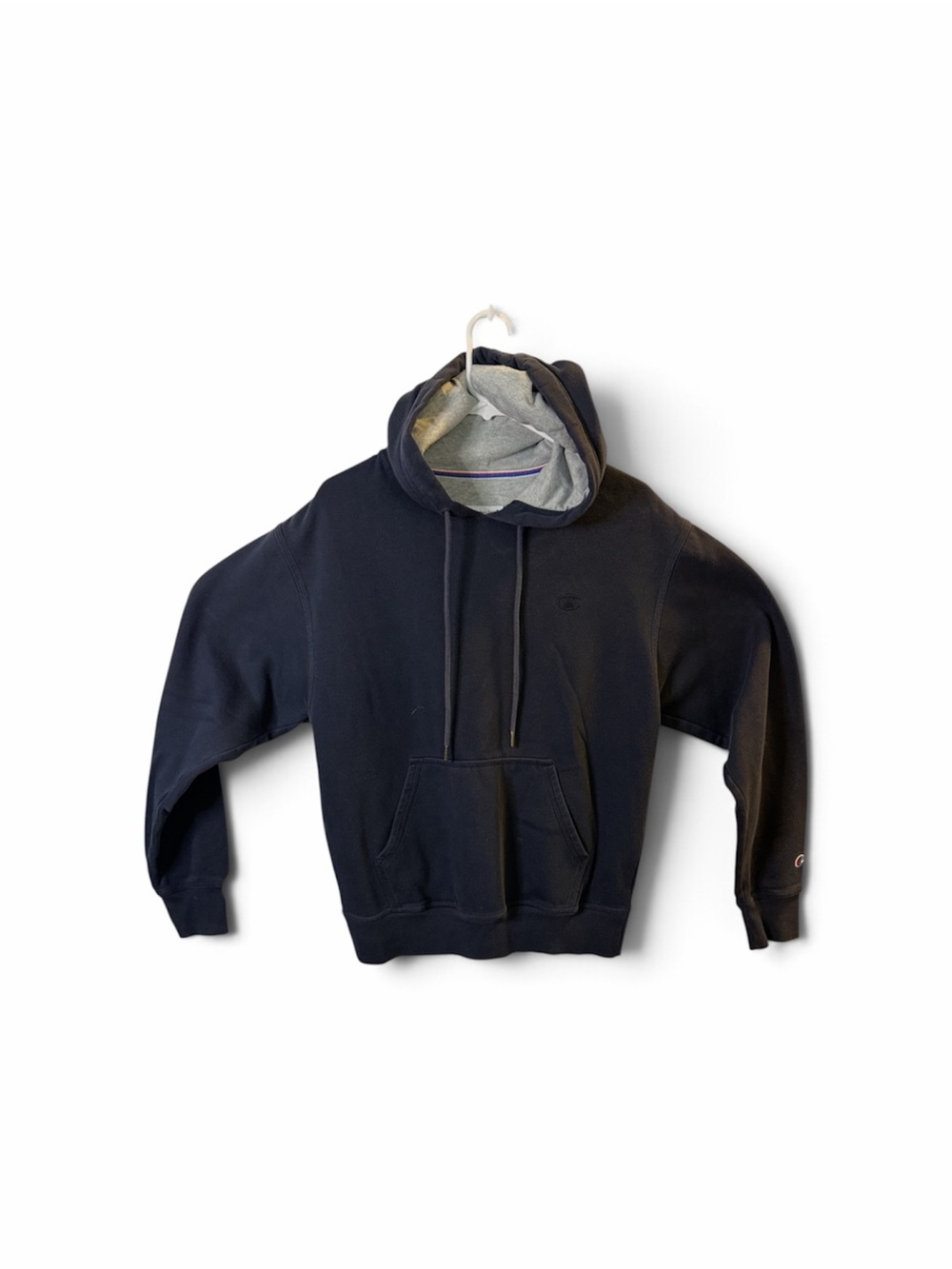 Champion Men's Navy Sweatshirt Hoodie with Gray Lined Hood